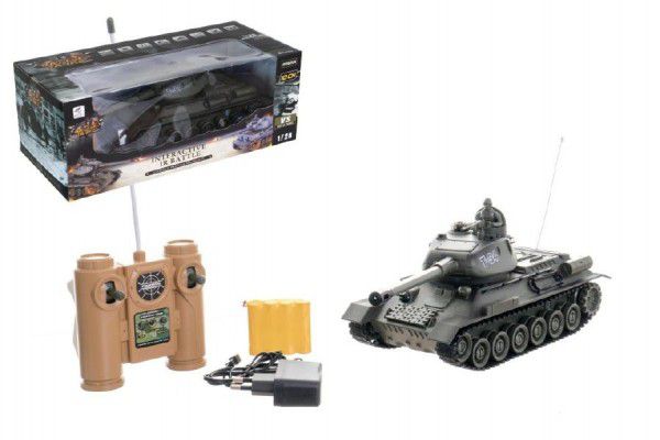 Teddies 58798 Tank RC plast 33cm T-34 27MHz na baterie+dobíjecí pack se zvukem a světlem v krabici 40x15x19cm Teddies