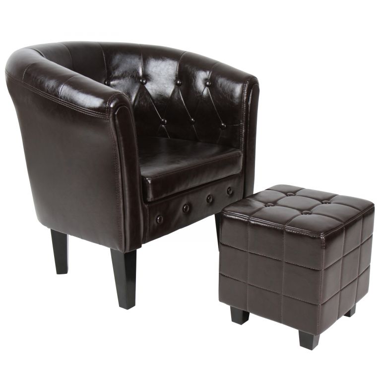 Miadomodo 74115 Křeslo s taburetem Chesterfield