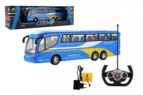 Dromader Autobus RC plast 33cm 27MHz + dobíjecí pack se světlem v krabici 46x14x14cm Teddies