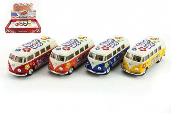 Teddies Autobus Kinsmart Volkswagen Classical kov 13cm na zpětné natažení žluto/bílý Teddies