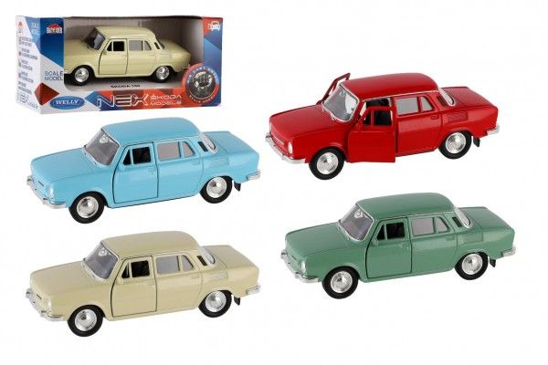 Auto Welly Škoda 100 kov/plast 11cm na volný chod 4 barvy 1:34 Teddies