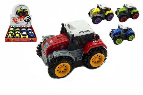 Traktor převracecí plast 10cm mix barev na baterie Teddies